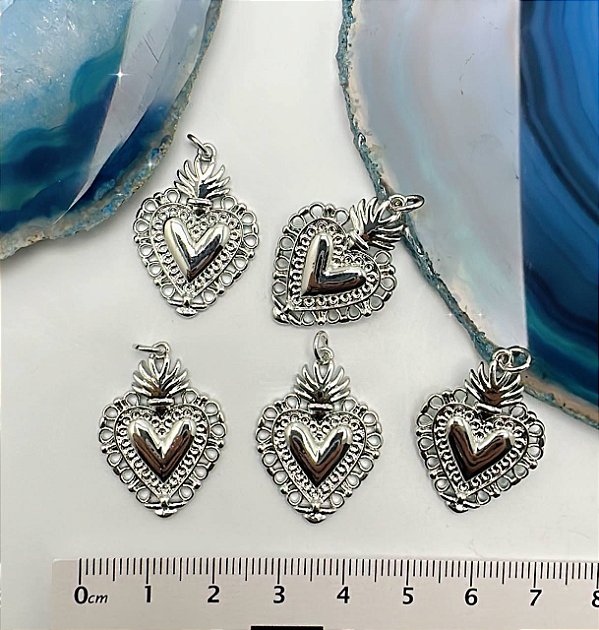 Pingente Coracao  - 01 Unid - Níquel Branco