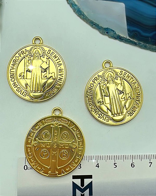 Pingente Religioso Sao Bento 4Cm Ouro - Unid