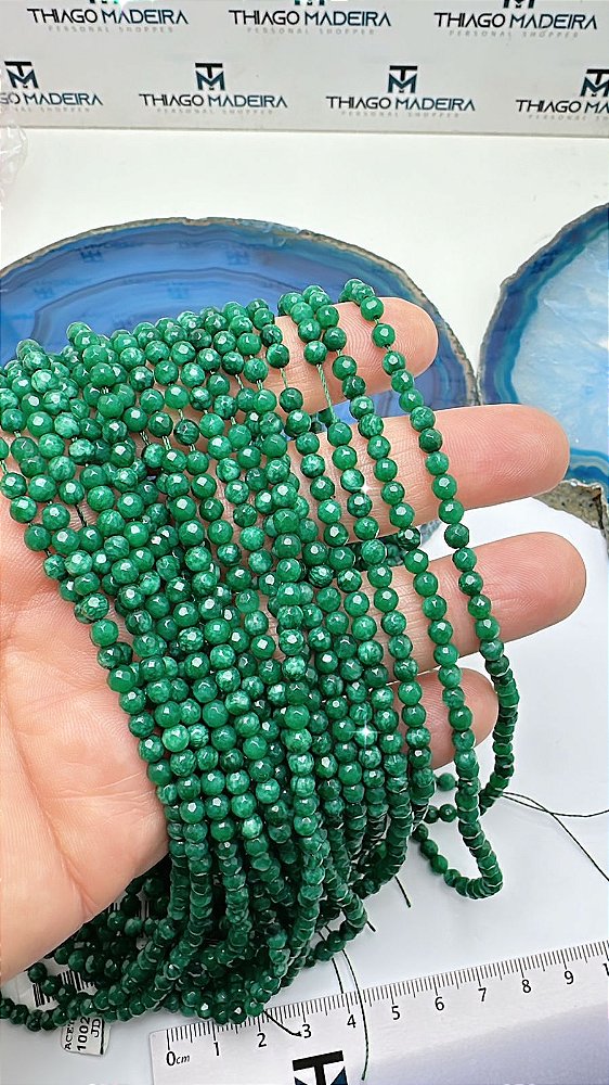 Fio Pedra Natural Jade Verde 4Mm Bolinha Facetada - O Fio