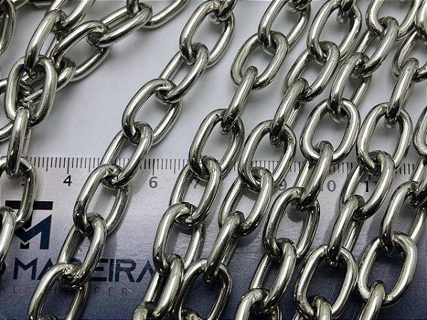 Corrente Cadeado Curta Arame 3Mm - Alumínio Anodizada Níquel Branco