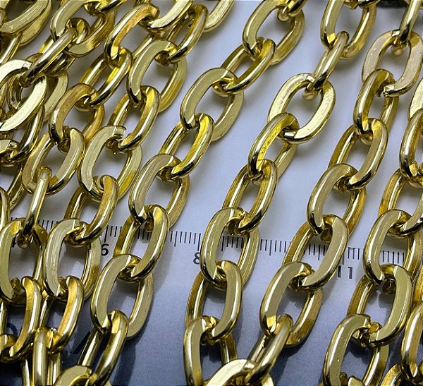 Corrente Cadeado Batida Arame 3,0Mm - Alumínio Ouro
