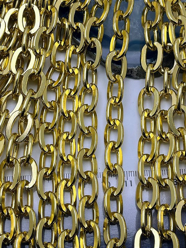 Corrente Cadeado Batida Arame 2,5Mm - Alumínio Ouro