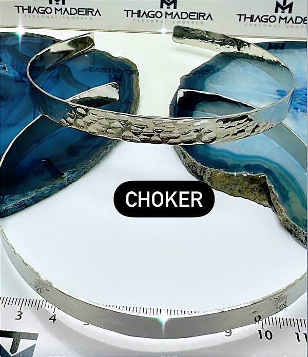 Choker Grosso Martelado - Níquel Branco - 1 Unid