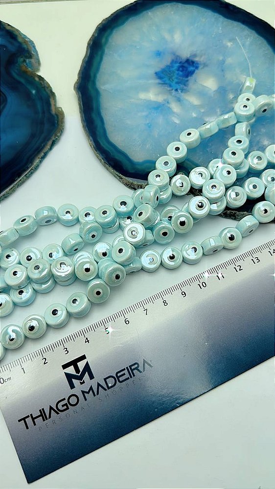 Fio De Ceramica 10Mm Azul Claro - 01 Fio