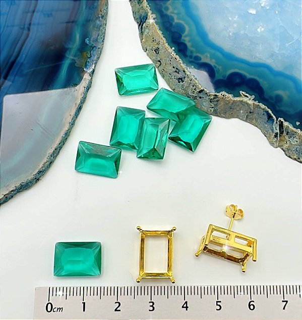 Pedra De Zirconia Verde Agua 10X14Mm - 01 Unid