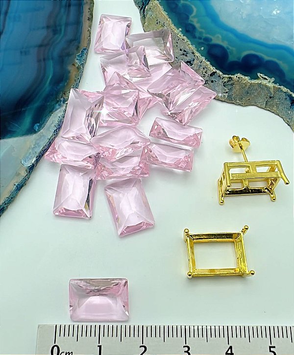 Pedra De Zirconia Rosa 10X14Mm - 01 Unid