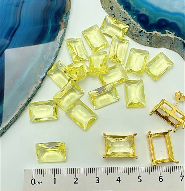 Pedra De Zirconia Amarela 10X14Mm - 01 Unid