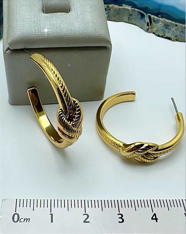 Brinco Argola Nó Ouro - 01 Par