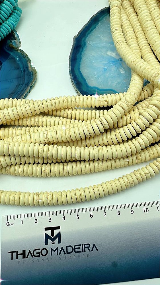 Fio Pedra Howlita Branca Rondel 10Mm