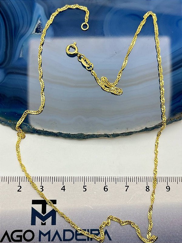 Colar Singapura diamantada Medida 40Cm - Banho Ouro camada 2 Milésimos - 1 unidade