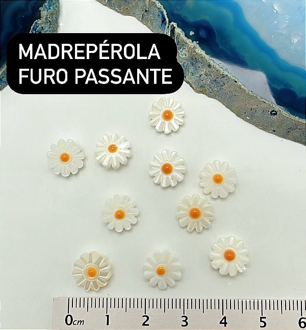 Pingente Madreperola Margarida 10Mm - 01 Unid