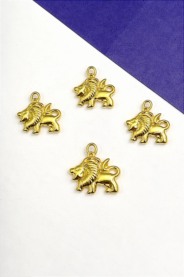 Pingente Leao Abs Ouro - Pct 10 Pçs