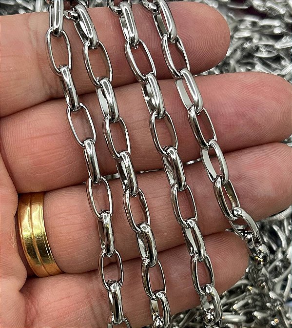 Corrente Aço Inox Cartier Grossa - 1 Metro - Arame Meia Cana 2Mm - NAO ESCURECE NUNCA