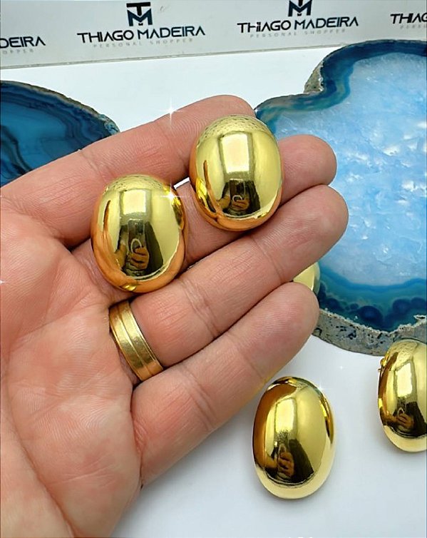 Brinco Oval Ouro  - O Par