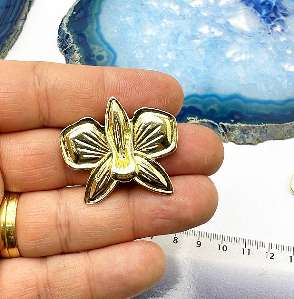 Brinco Flor Orquidea - O Par - Banho De 02 Milésimos De Ouro 18K