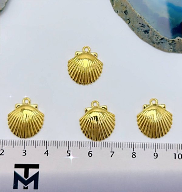 Pingente Concha - 01 Unid - Banho 02 Milésimos De Ouro 18K