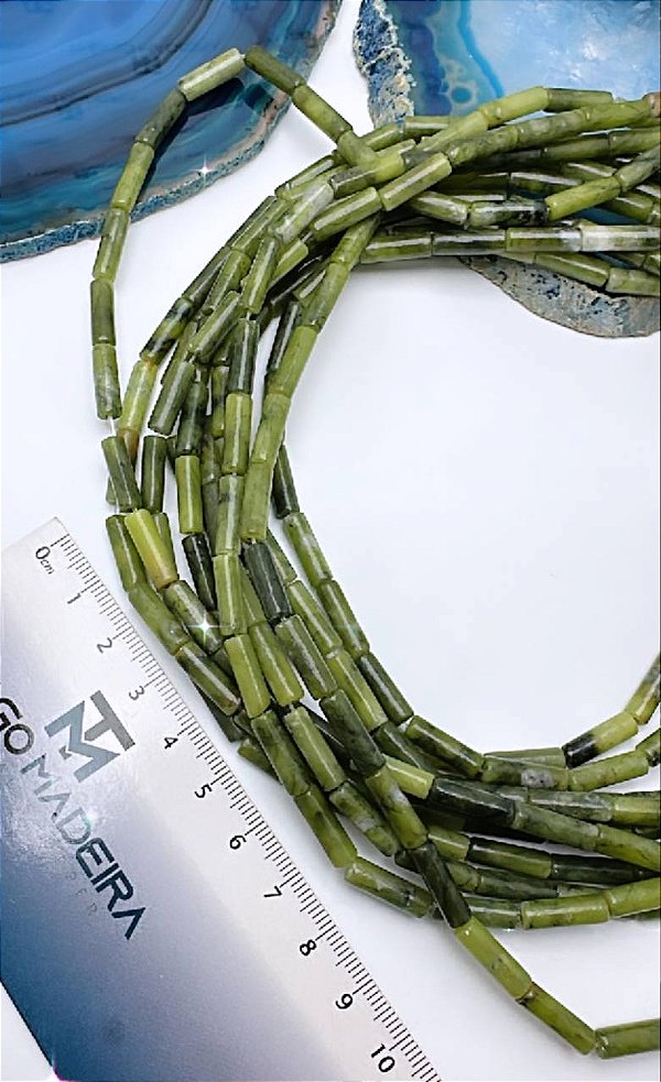 Fio Pedra Tubo Jade Verde - O Fio