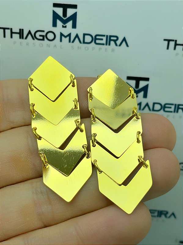 Brinco Articulado Flecha - Banho Ouro 2 Milésimos Com Verniz Protetivo -  Com Tarraxa - 1 Par