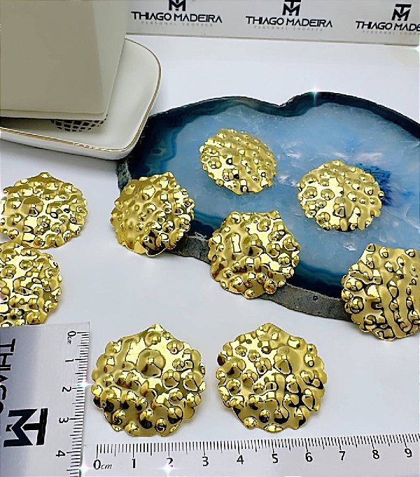 Brinco Bola Martelado Ouro - O Par