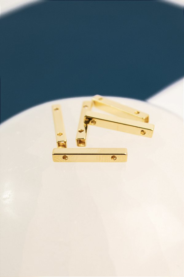 Entremeio Tubo 20X3Mm Ouro - 02 Furos - Pct 10 Pçs