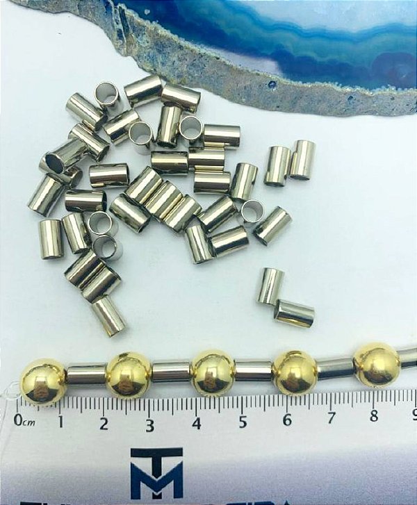 Entremeio Tubo 5X8Mm - 50Pçs - Níquel Branco