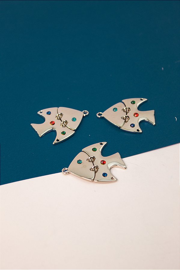 Pingente Peixe Articulado - 01 Unid - Níquel Branco