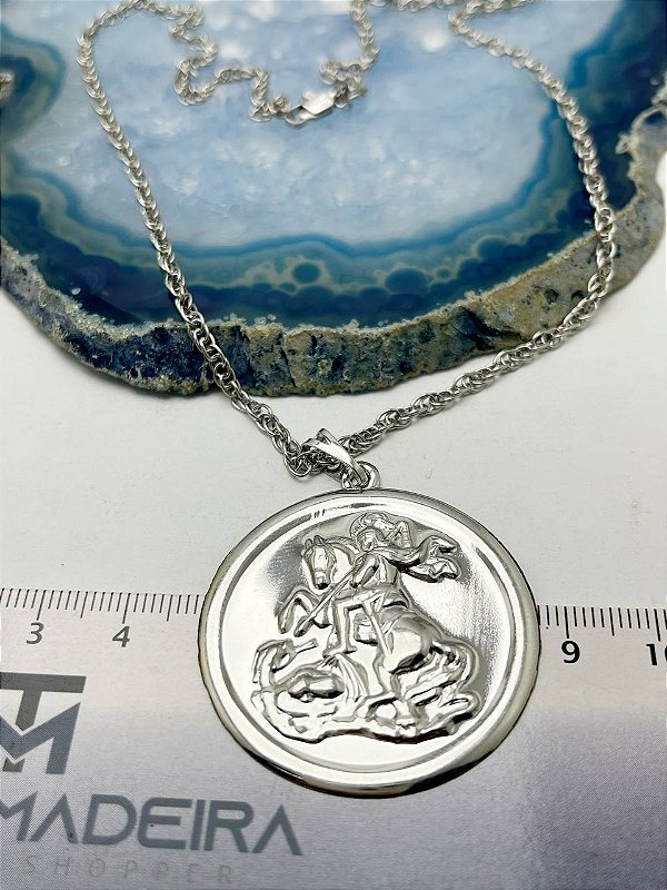 Colar São Jorge Aço Inox - Medida 50Cm - Nao Escurece Nunca - Antialérgico