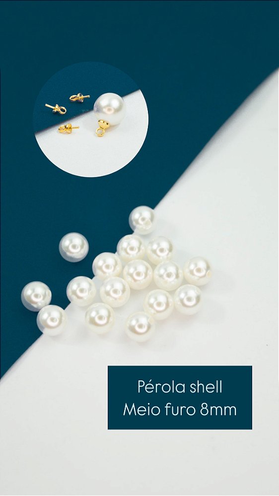 Perola Shell 8mm Meio Furo - 01 Unid