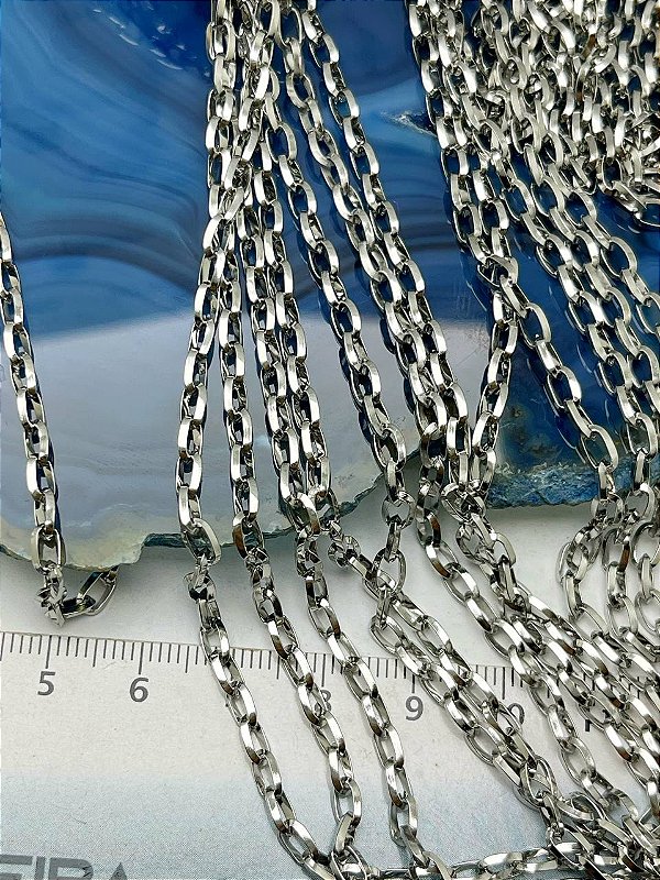 Corrente Cartier Diamantada Tijolinho Aço Inox  *Não Escurece Nunca *- 1 Metro