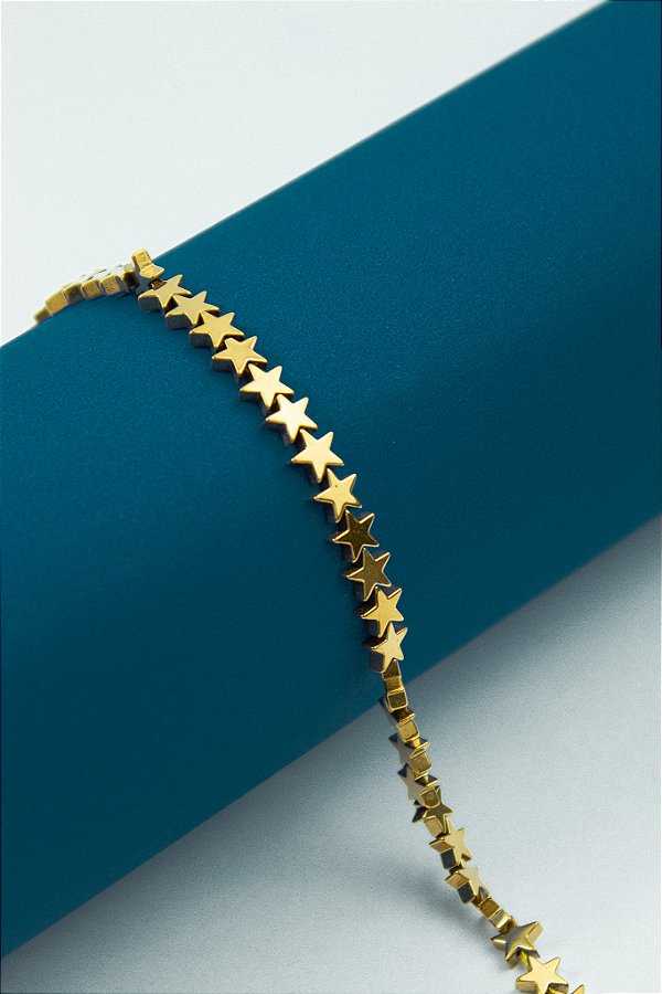 Fio Hematita Dourada Estrela 6mm - O Fio