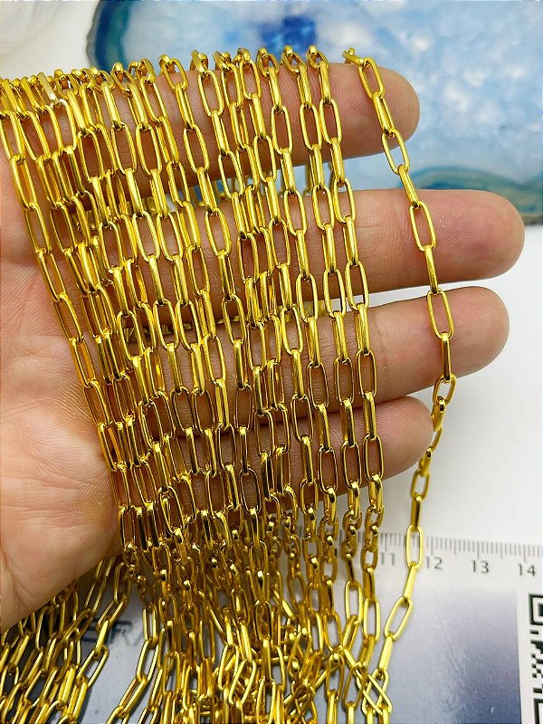 Corrente Cartier Média Arame 1,2Mm Alumínio Ouro - 1 Metro