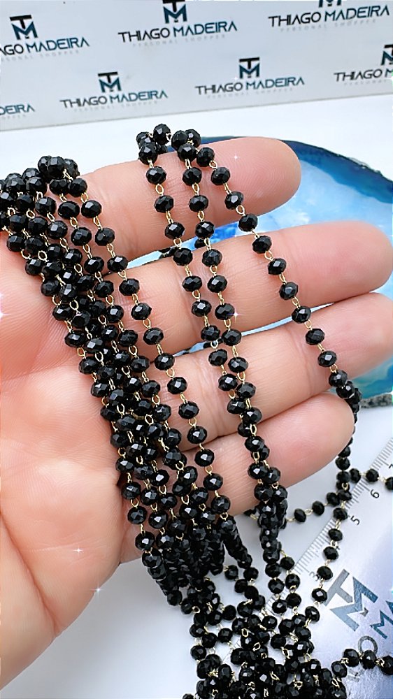 Corrente Cristal 4Mm Preto - 01 Metro