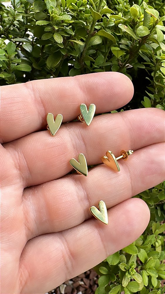 Brinco Coracao - Banho De Ouro 18K 02 Milésimos