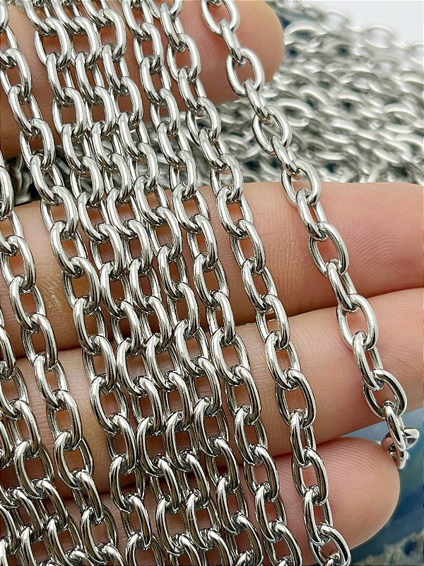 Corrente Cadeado Aço Inox - Arame 1,5Mm - Aço Polido - Nao Escurece Nunca - Antialérgica - 1 Metro