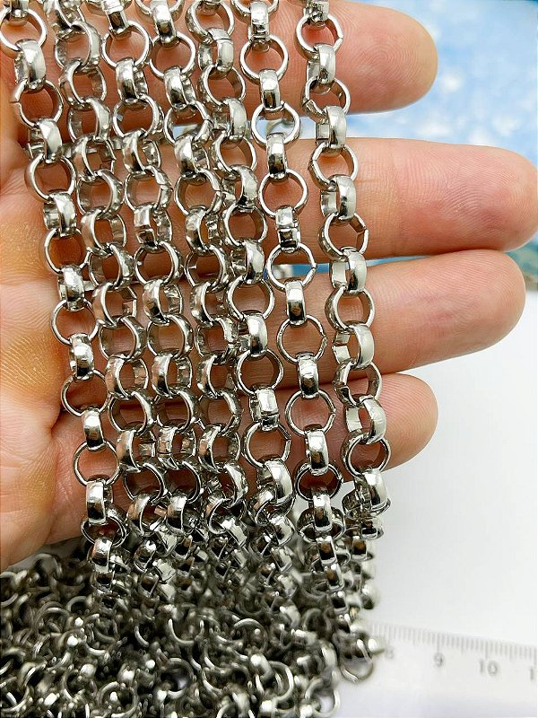 Corrente Guarana Elo Portugues Grossa - Arame 2,0Mm - Aluminio Níquel Branco / Niquel - 1 Metro