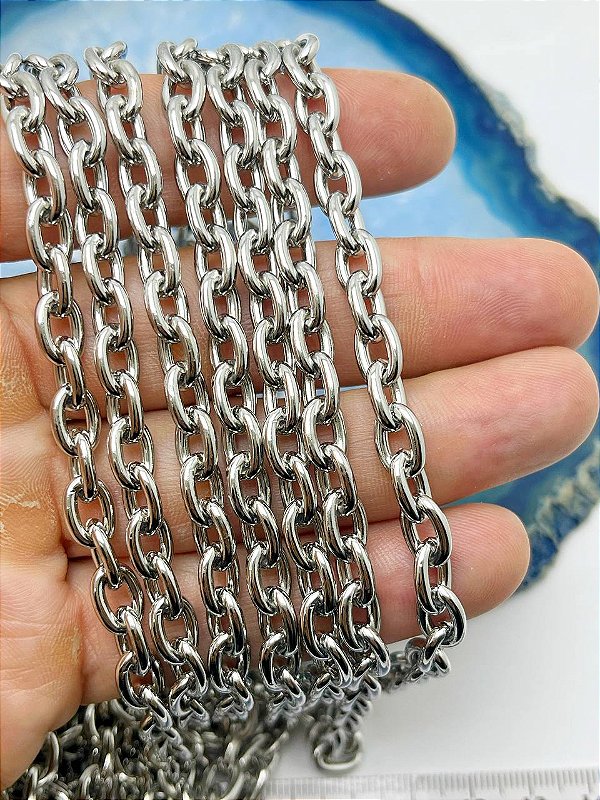 Corrente Cadeado Aço Inox - Arame 2,00Mm - Nao Escurece Nunca - Antialergica