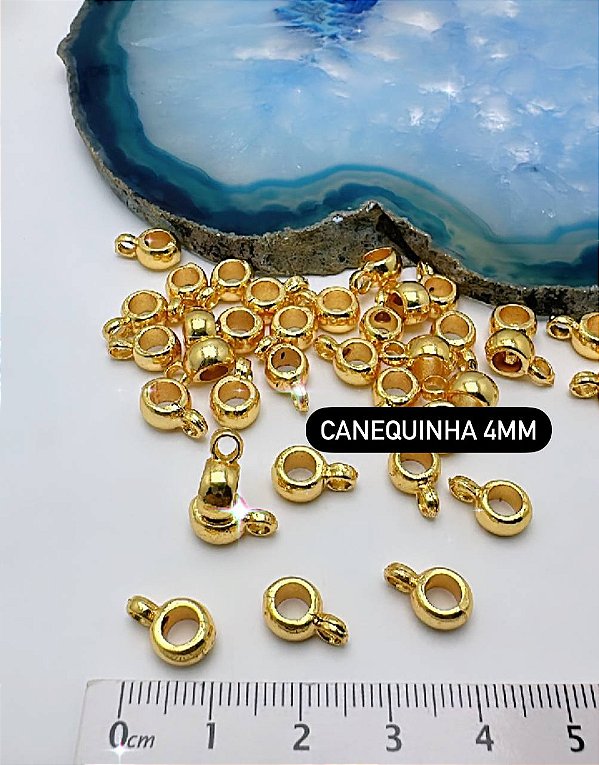 Canequinha 4Mm abs - Pct 10 Pçs - Banho De 02 Milésimos De Ouro 18K