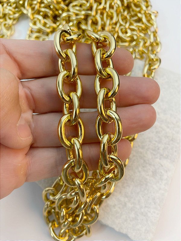 Corrente Cadeado Aluminio banho Ouro Anodizada Arame 4,00Mm - 1 Metro