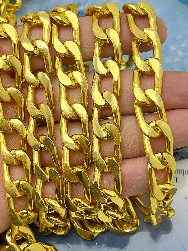 Corrente Grume Lixada Arame 3,5Mm - Aluminio Anodizada Ouro - 1 Metro