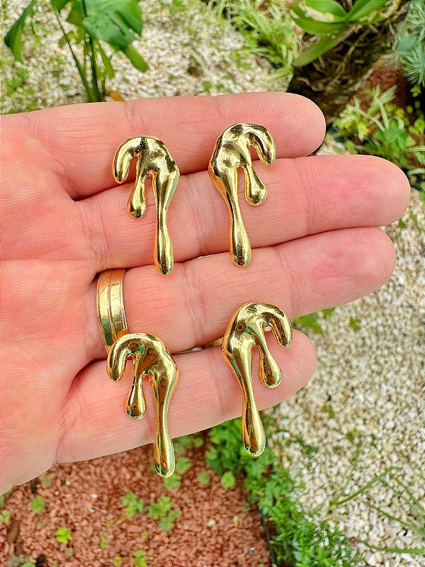 Brinco Organico - O Par -  Banho De 02 Milésimos De Ouro 18K