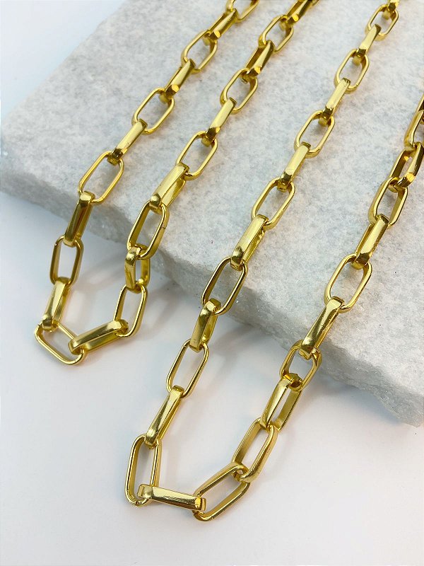Corrente Cartier Aluminio - Banho Ouro Anodizado - Arame 2,70Mm - 1 Metro