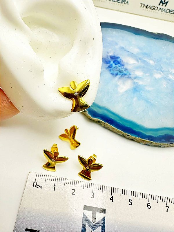 Brinco Anjo - O Par - Banho De 02 Milésimos De Ouro 18K