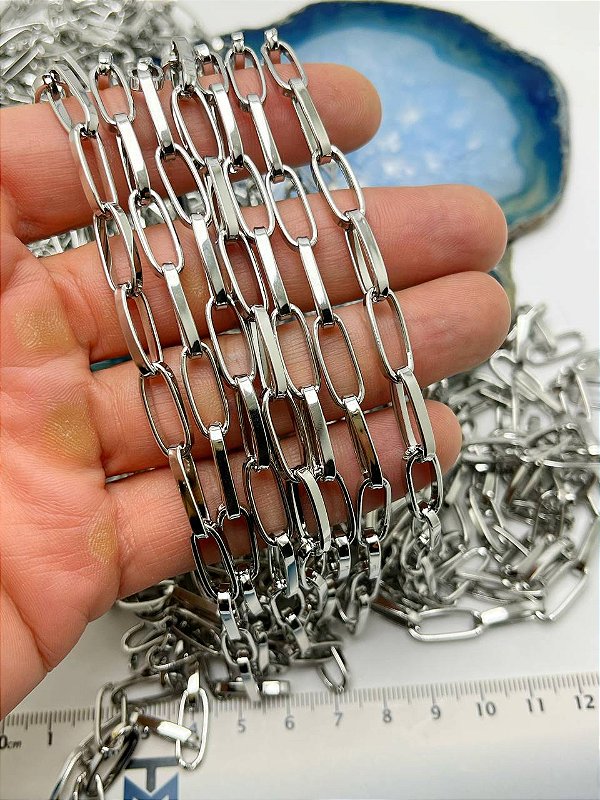 Corrente Cartier Longa - Aço Inox Nao Escurece Nunca - Arame 2,5mm Chato - 1 metro