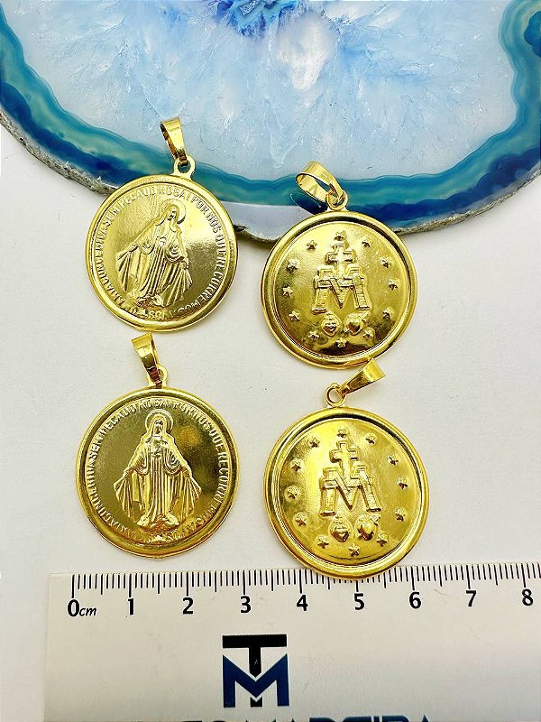 Pingente Religioso Medalha Nossa Senhora Das Graças 3Cm Ouro - 01 Unid