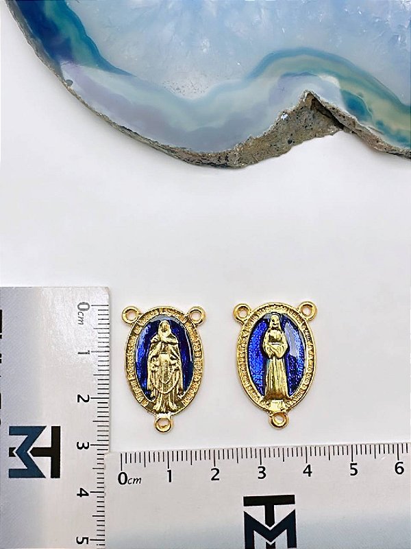Pingente religioso Nossa Senhora Das Lagrimas e Jesus 3 saidas Ouro - 01 Unid