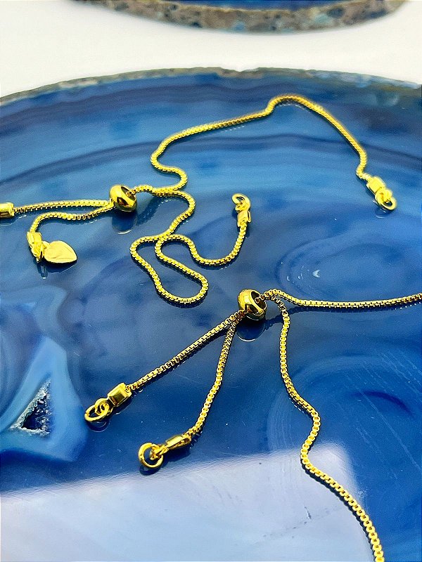 Pulseira Gravatinha Veneziana Bipartida Fecho Banho Ouro 2 Milésimos Camada Com Verniz Italiano - 1 Unidade