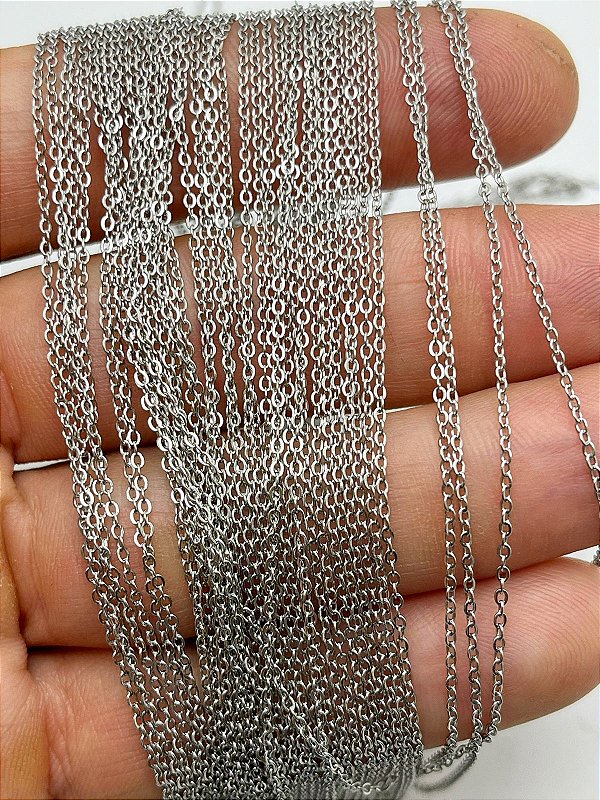 Corrente Aço Inox Cadeado Diamantada Arame 0,350Mm - Codigo 2042 - elo soldado - nao arrebenta - GARANTIA ETERNA NAO ESCURECE NUNCA - SEMIJOIA
