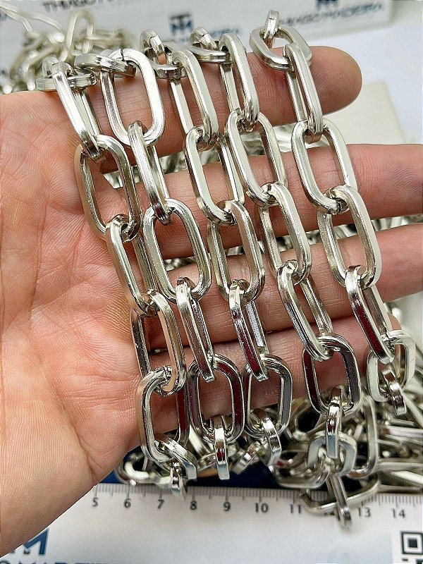 CORRENTE CARTIER QUADRADA - ALUMINIO RIOD BRANCO - ANODIZADA - 1 METRO - ARAME 3,00MM