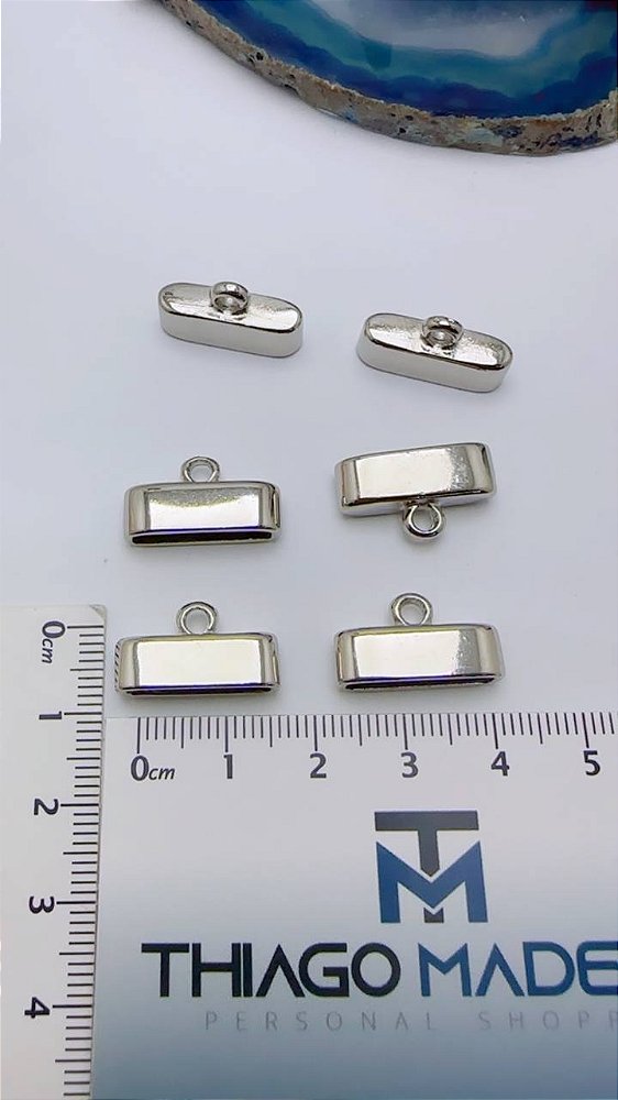 Acabamento ou ponteira metal para couro 15mm - 01 unid - Níquel Branco