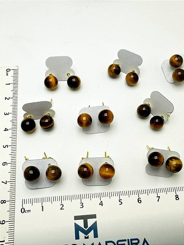 Brinco de pedra natural  Olho de Tigre - O Par